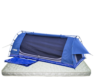 Blue Big Boy Swag with deluxe pillow top mattress, by Kulkyne